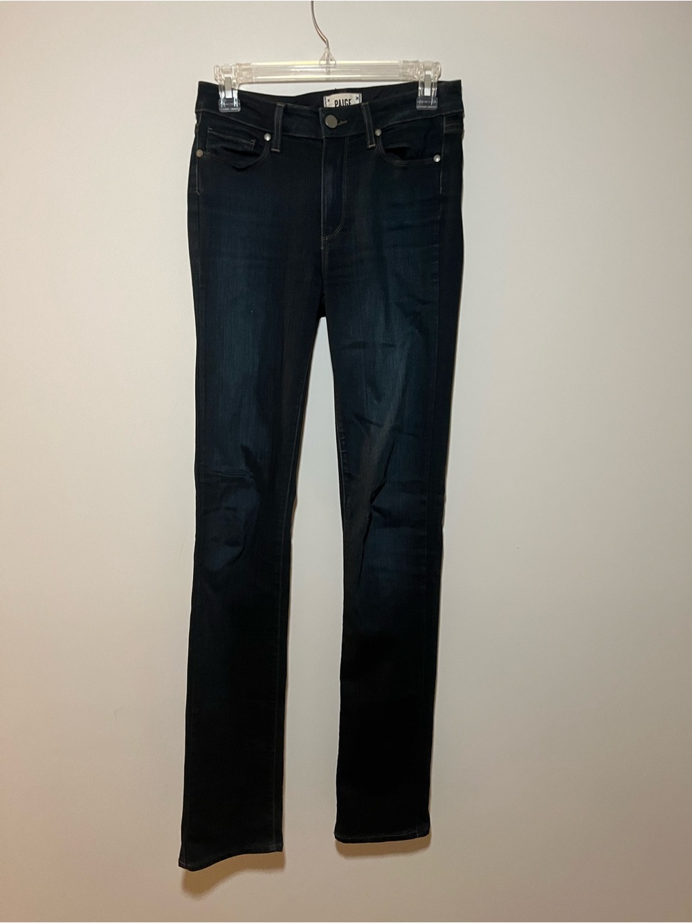 PAIGE Women's “Long” Dark Blue Straight Leg Jeans
